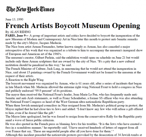 French Artists Boycott Museum Opening